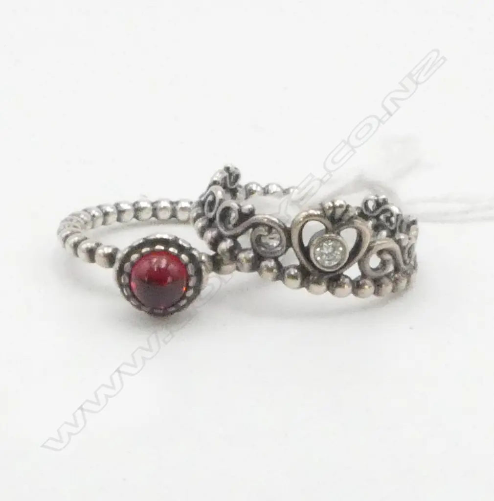 2x  925 SILVER PANDORA STYLE RINGS SIZE P & O Image 1++