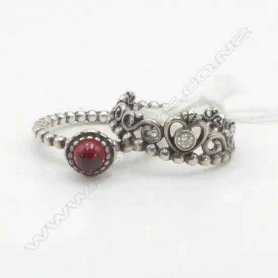 2x  925 SILVER PANDORA STYLE RINGS SIZE P & O