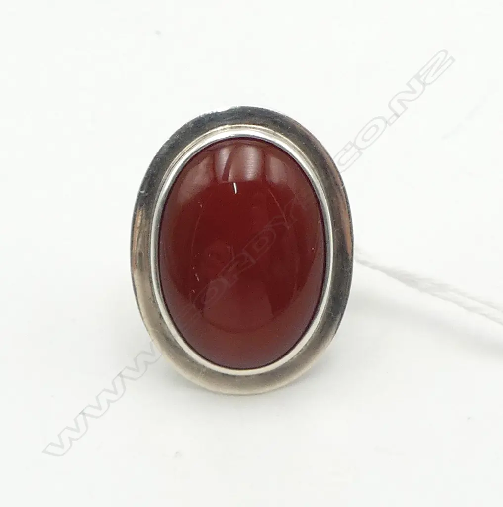 **RTV**S/SILVER CARNELIAN RETRO DRESS RING 12 GMS SIZE N Image 1++