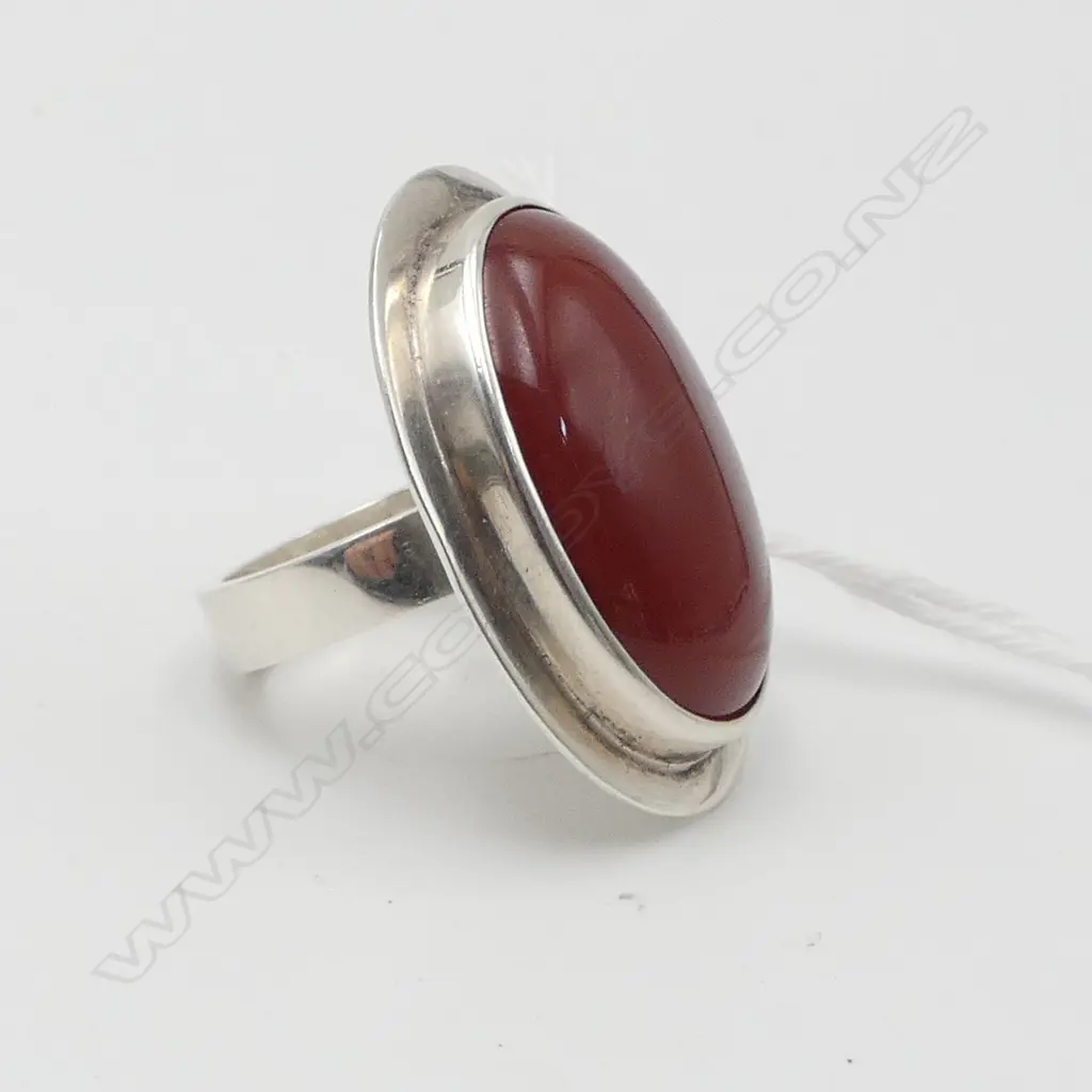 **RTV**S/SILVER CARNELIAN RETRO DRESS RING 12 GMS SIZE N Image 1++