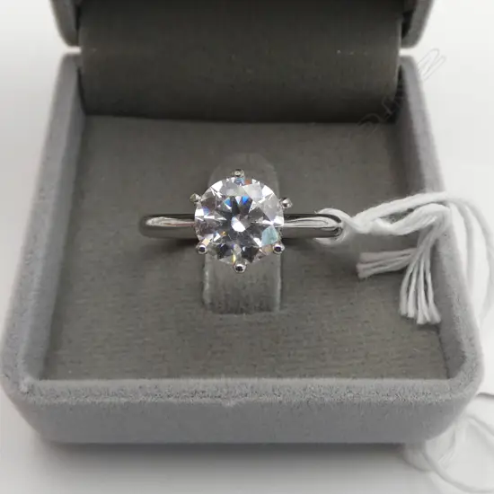 MOISSANITE SOLITAIRE RING, SILVER SET, 2ct, GRA CERT  SIZE S