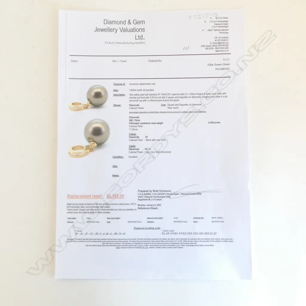 18CT GOLD TAHITIAN PEARL AND DIAMOND PENDANT (val $2,395) ATTACHED Image 1++