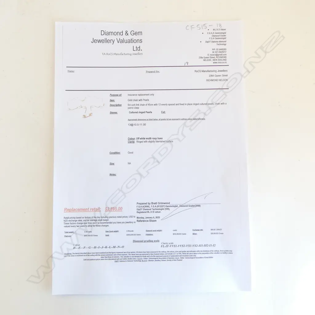 (19) 9CT GOLD AND FRESH WATER PEARL NECKLACE 2.38gms (val $3,895) ATTACHED Image 1++