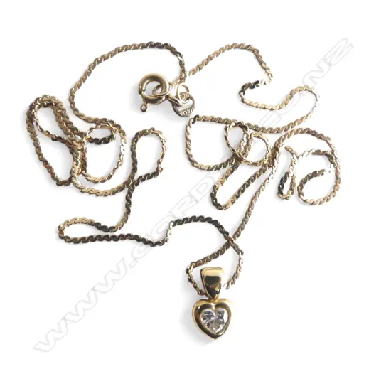 (15) 9CT GOLD AND DIAMOND (0.25CT)  PENDANT ON GOLD CHAIN 2.78gms (val $3,199)ATTACHED
