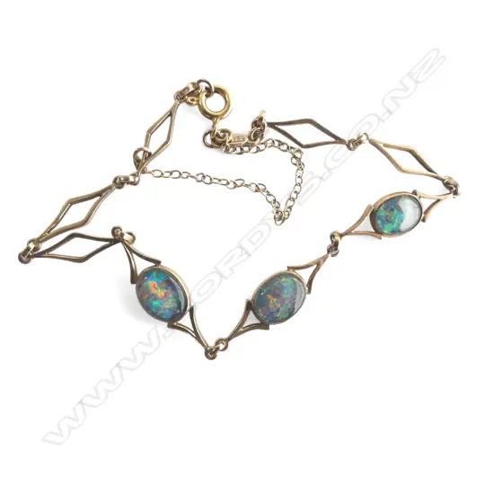 9ct GOLD OPAL TRIPLETS BRACELET A/F