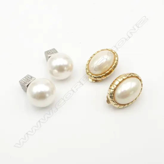 2 PRS 'DIOR' COSTUME PEARL EARRINGS