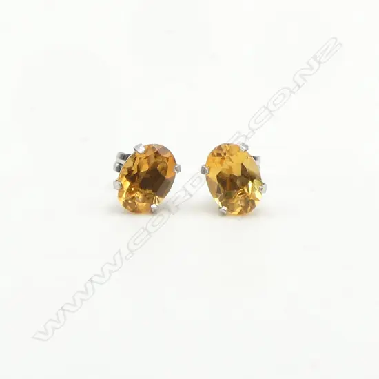 PR 14ct W/GOLD & CITRINE 0.95gms EARRINGS
