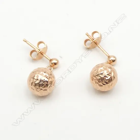 PAIR 9CT ROSE GOLD EARRINGS 1.4gms VALUATION ATTACHED