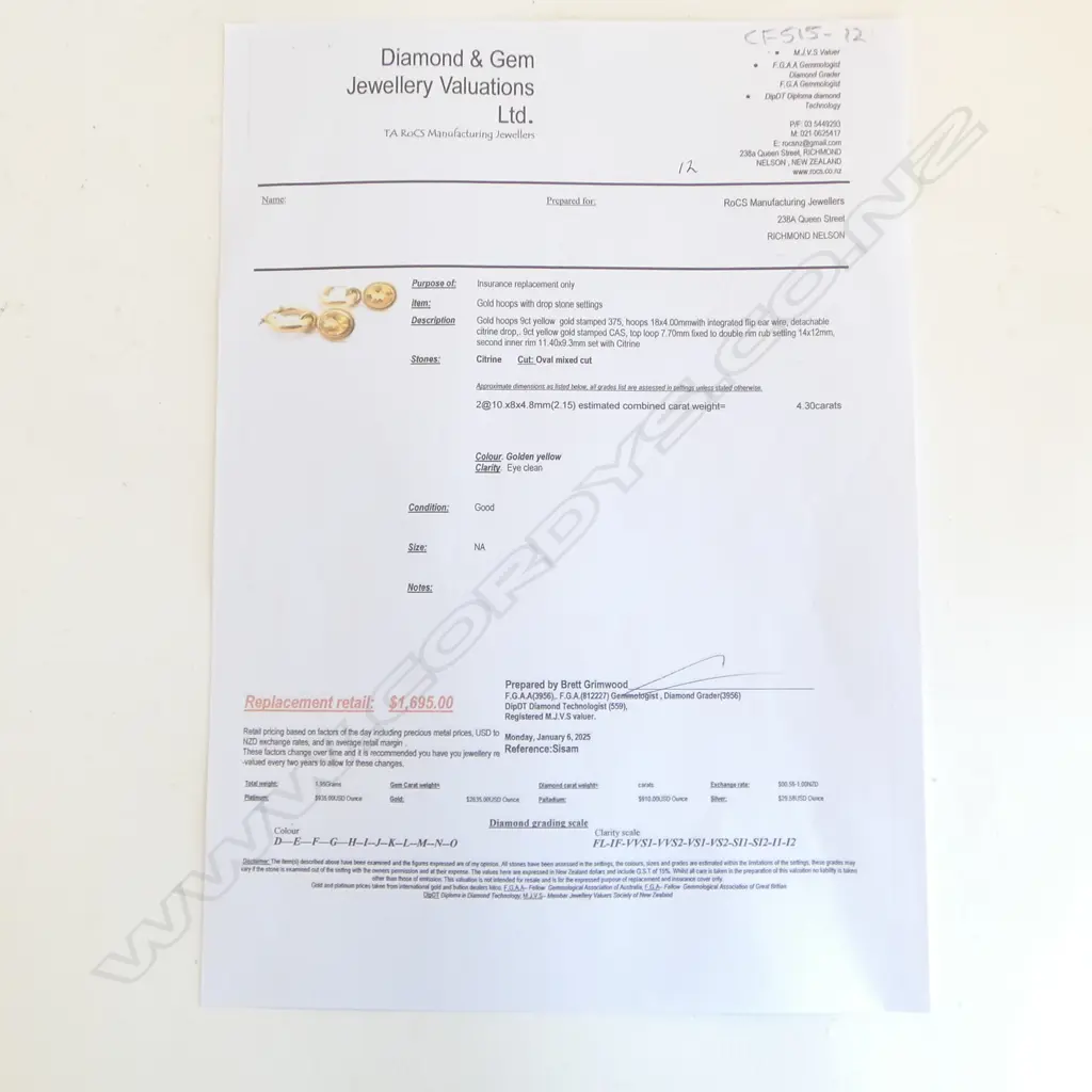 PAIR 9CT GOLD AND CITRINE EARRINGS 6.12gms VALUATION ATTACHED Image 1++