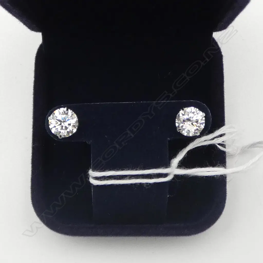 PR SILVER MOISSANITE STUDS , 1.2ctea, GRA CERT no. etched on stone Image 1++