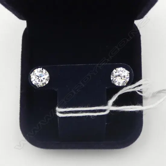 PR SILVER MOISSANITE STUDS , 1.2ctea, GRA CERT no. etched on stone