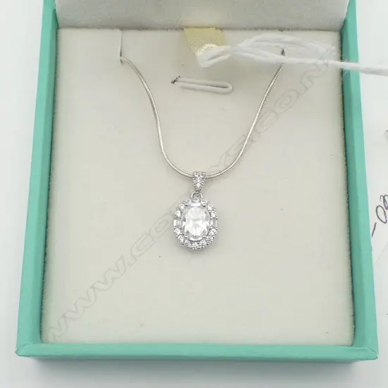 SILVER MOISSANITE PENDANT on SILVER CHAIN, 1.5ct, GRA CERT