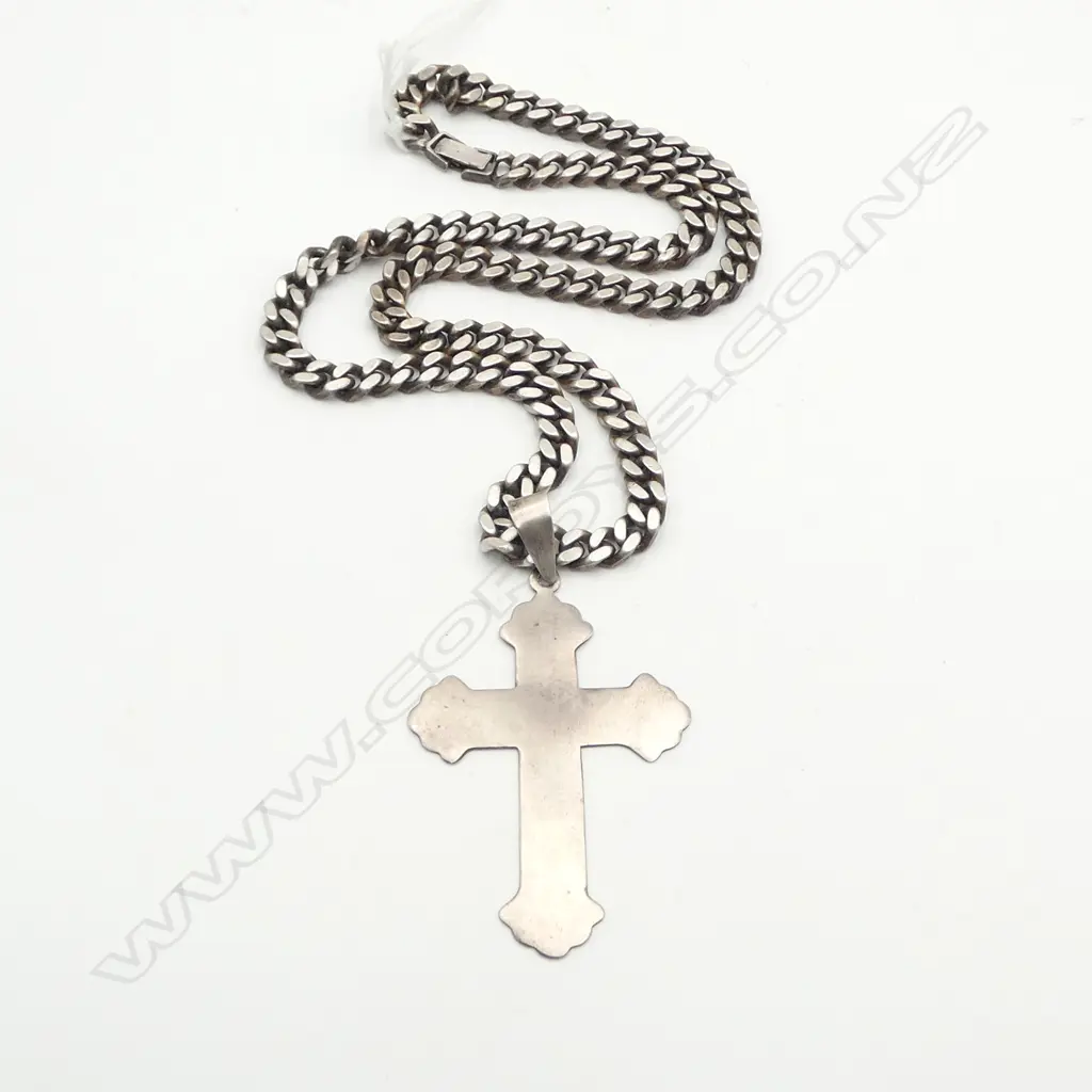 925 SILVER CROSS PENDANT NECKLACE, 66gms Image 1++