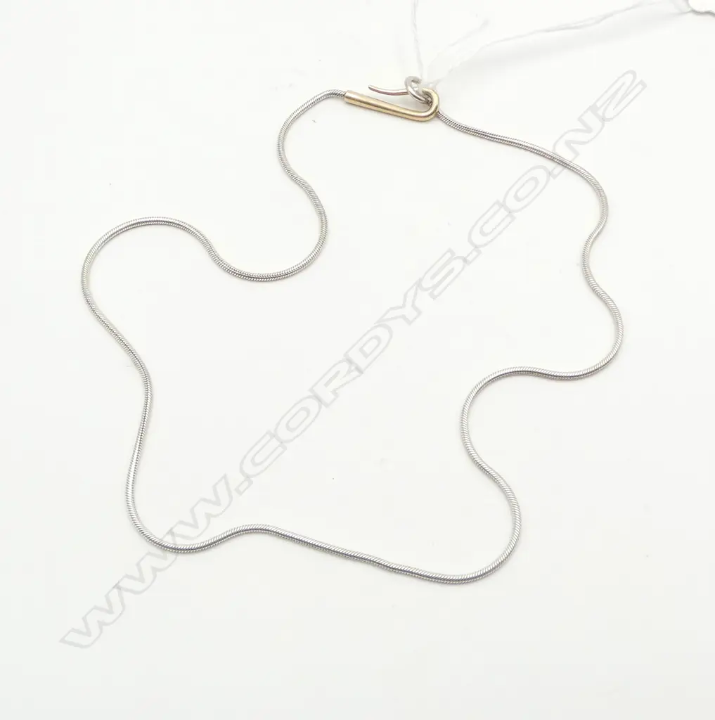 SILVER SNAKE CHAIN w HANDWORKED HOOK, L.440mm Image 1++