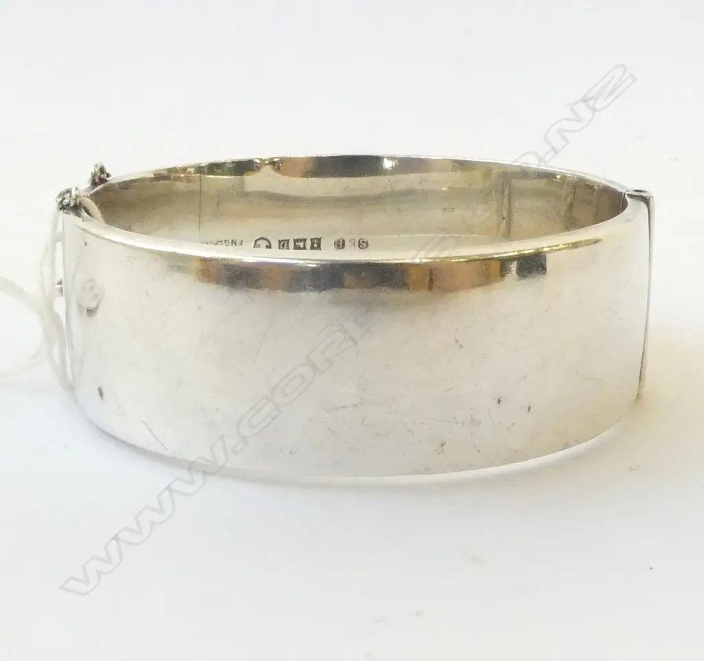 VICTORIAN STYLE, SILVER HINGED BANGLE WITH GOLD HIGHLIGHTS  Image 1++