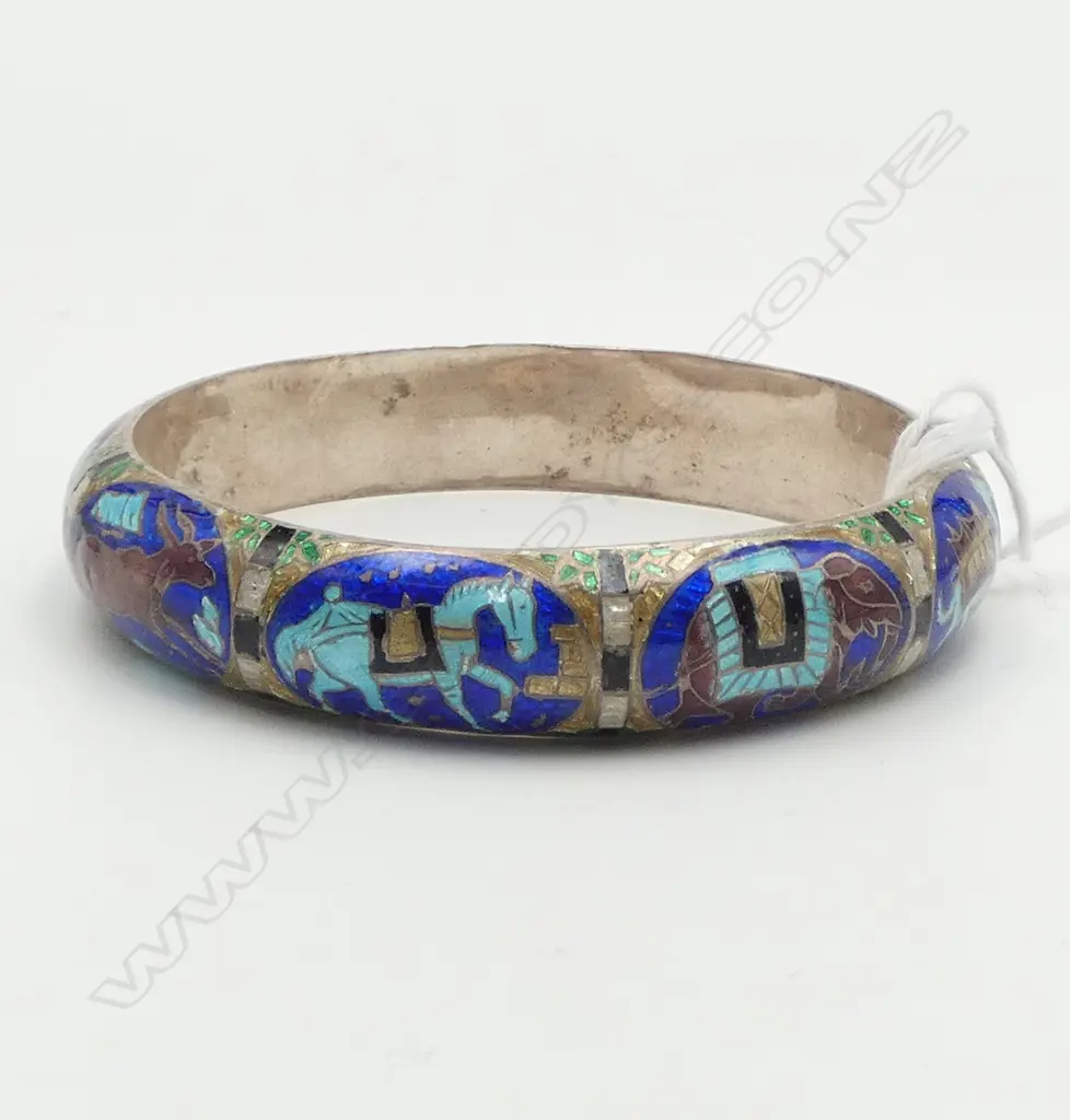 925 SILVER & ENAMEL BANGLE 70mm int. dia Image 1++