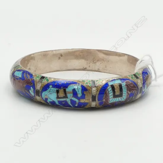 925 SILVER & ENAMEL BANGLE 70mm int. dia