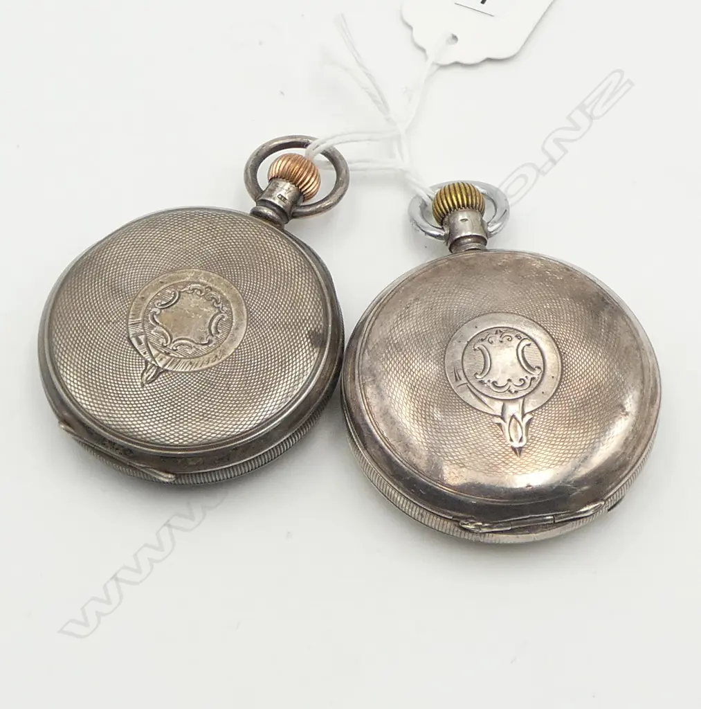 2 SILVER GENT'S POCKET WATCHES: Waltham running + Lonville Image 1++