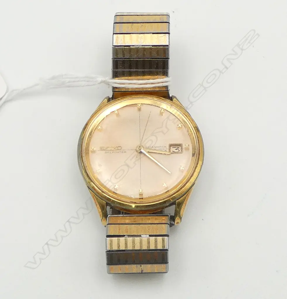 VINTAGE SEIKO 'SELFDATER SEALION55' GENT'S GOLD PLATE WRISTWATCH Automatic 24 jewel. Running Image 1++