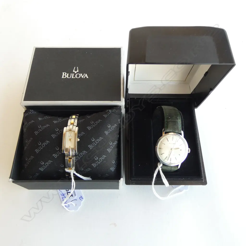 2 VINTAGE BULOVA CASED WRISTWATCHES: gent's not running + ladies running Image 1++