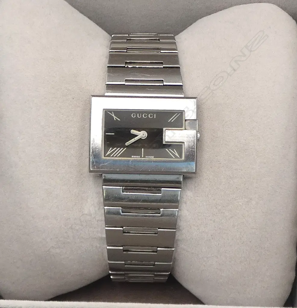 LADIES GUCCI G-SQUARE 100M WRISTWATCH, RUNNING, comes with box & booklet, med wrist size Image 1++