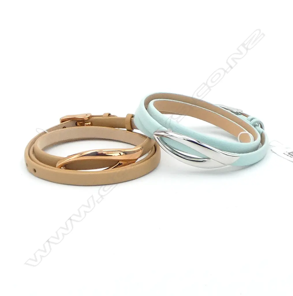 TWO SKAGEN TRIPLE WRAP LEATHER BRACELETS, NEW OLD STOCK Image 1++