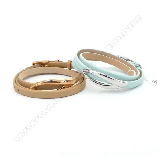 TWO SKAGEN TRIPLE WRAP LEATHER BRACELETS, NEW OLD STOCK