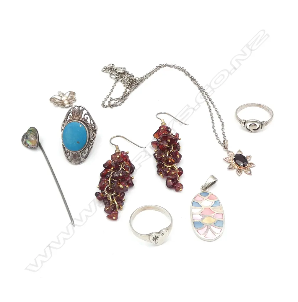 ASST. STG SILVER JEWELLERY; 3 RINGS ETC Image 1++