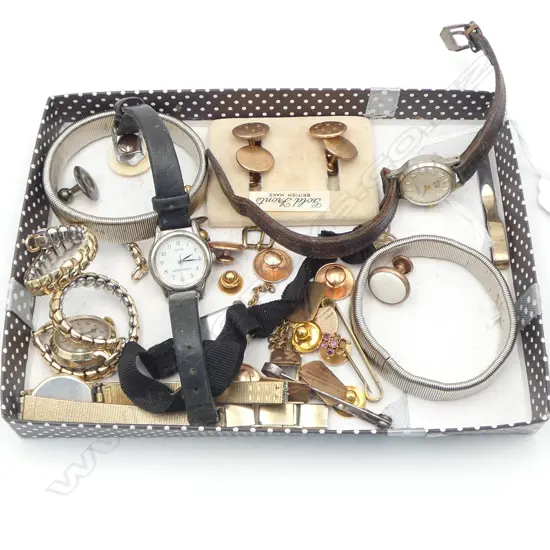 WRIST WATCHES, CUFFLINKS, STUDS (SOME STG) ETC