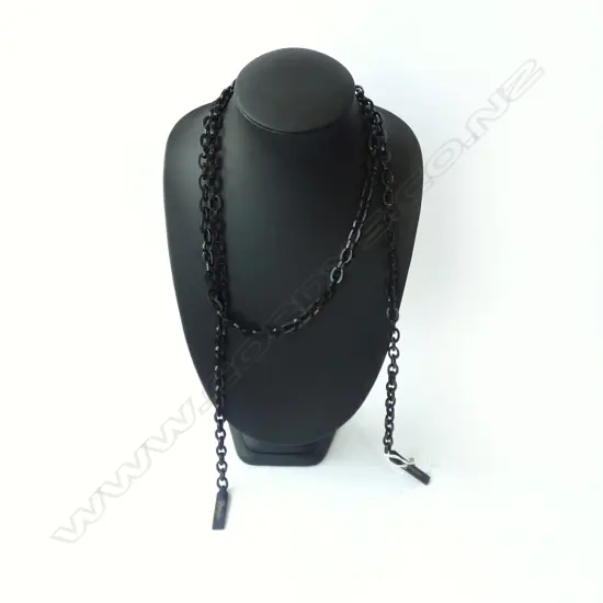 BLACK LARIAT CHAIN NECKLACE by RIVER & SONS, purchased Sydney 1990s 