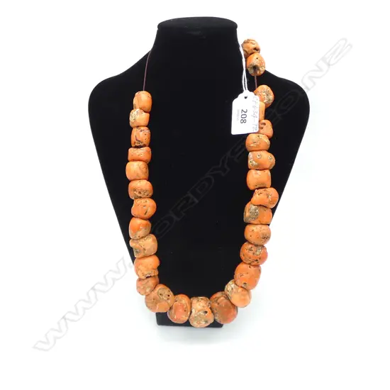 CORAL BEAD NECKLACE, L.600mm