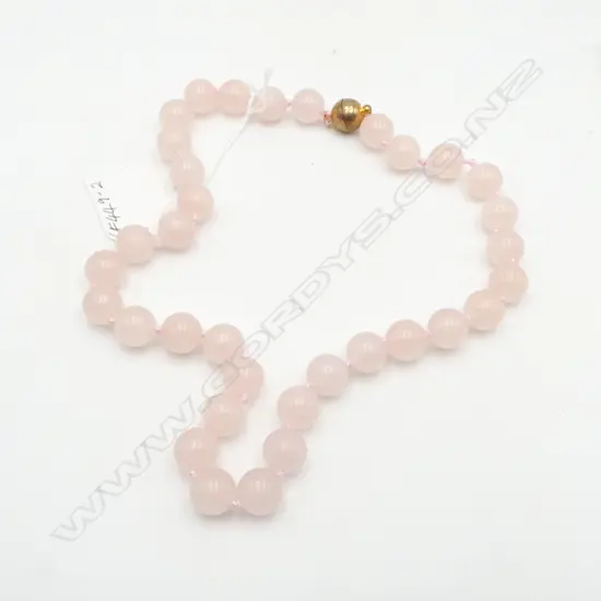 HANDKNOTTED ROSE QUARTZ NECKLACE w magnetic clasp, L.460mm