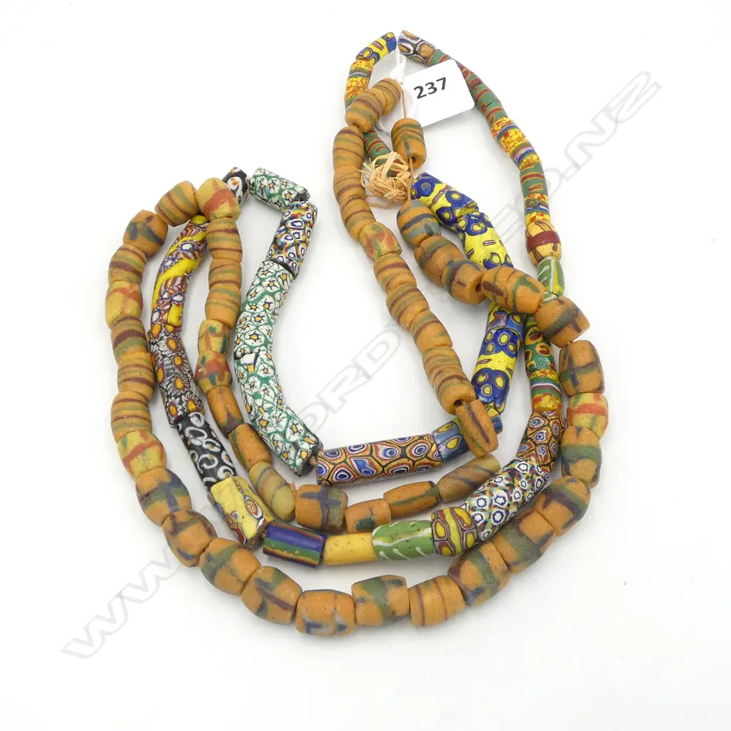 TWO STRINGS  ANTIQUE VENETIAN AFRICAN TRADE BEADS, L.700mm Image 1++