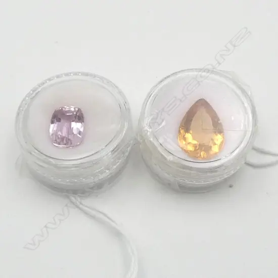 TWO GEMSTONES; KUNZITE, FANCY CUT, 6.2ct & PEAR CUT CITRINE, 7.67ct