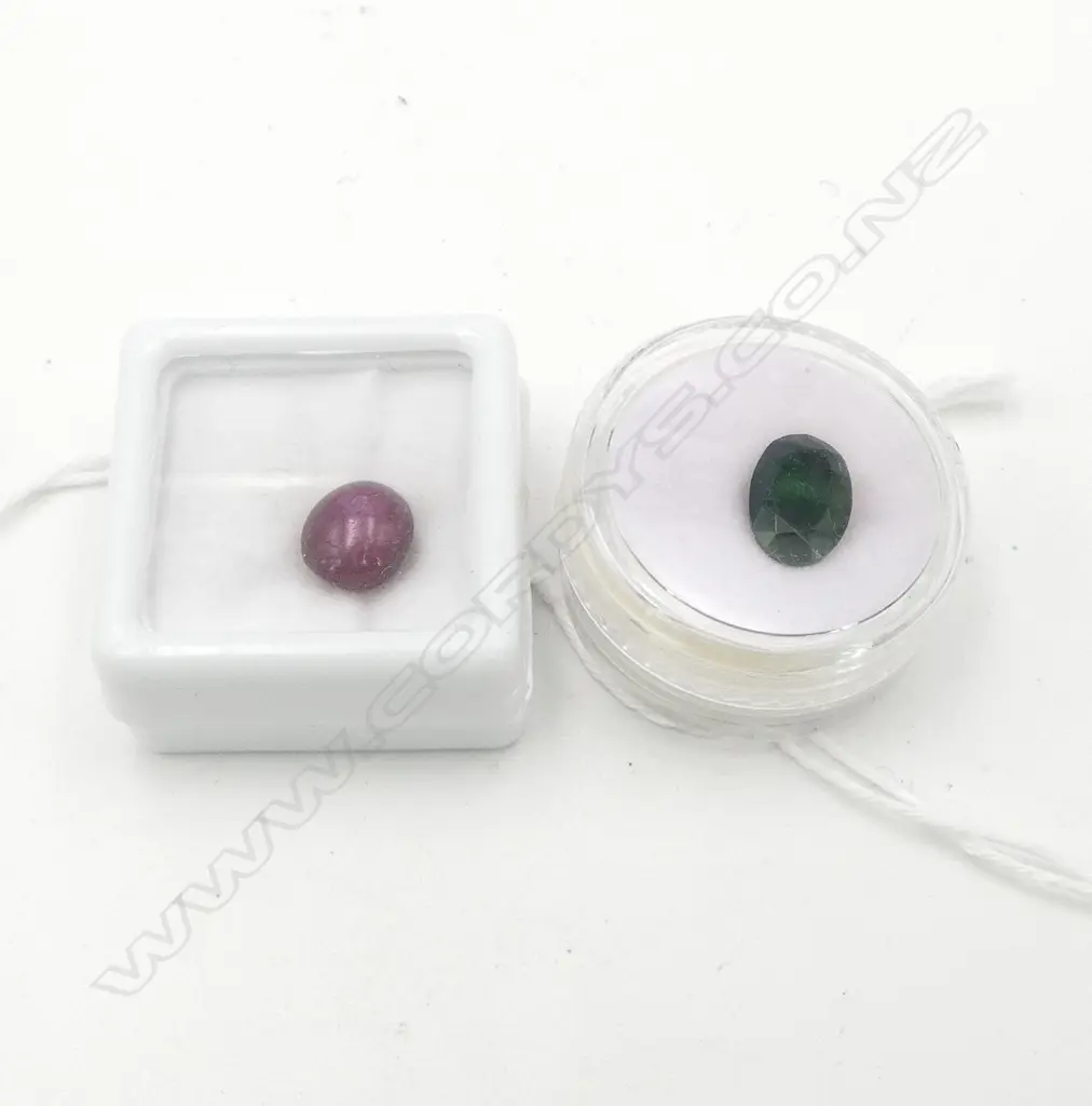 TWO GEMSTONES; STAR RUBY OVAL CABOCHON, 4.33ct & BLK ETHIOPIAN OPAL, FACET CUT, 1.5ct Image 1++