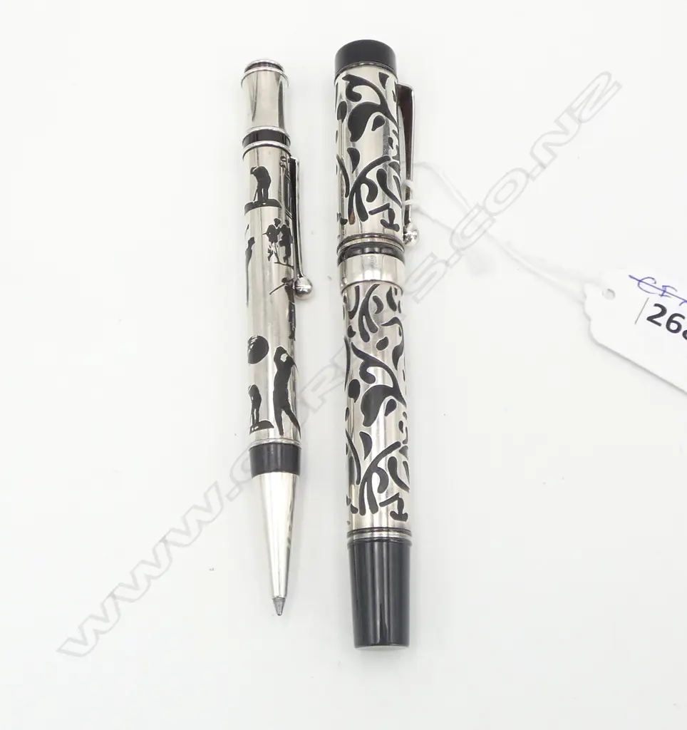 2 SILVER? PENS; BALLPOINT & 'IRIDIUM POINT GERMANY' FOUNTAIN Image 1++