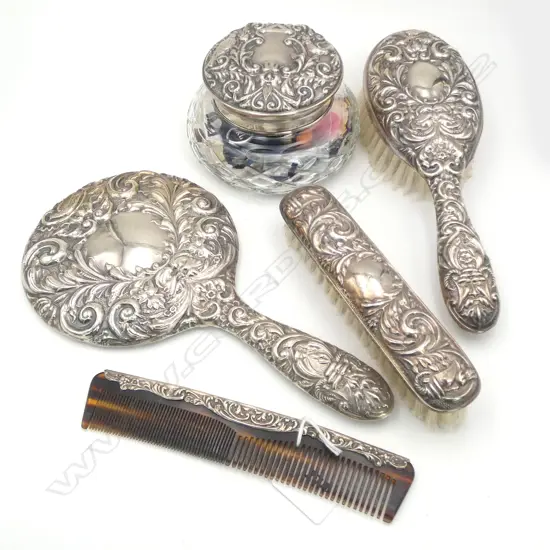 5 PCE STG SILVER DRESSING SET, B'HAM 1980