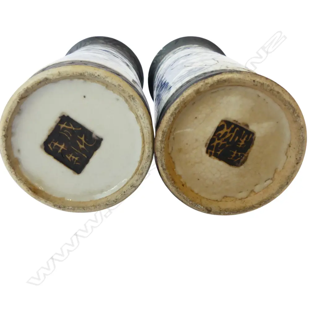 PR CHINESE B/W CERAMIC VASES, H.200mm, both faulted, 1 repaired Image 1++