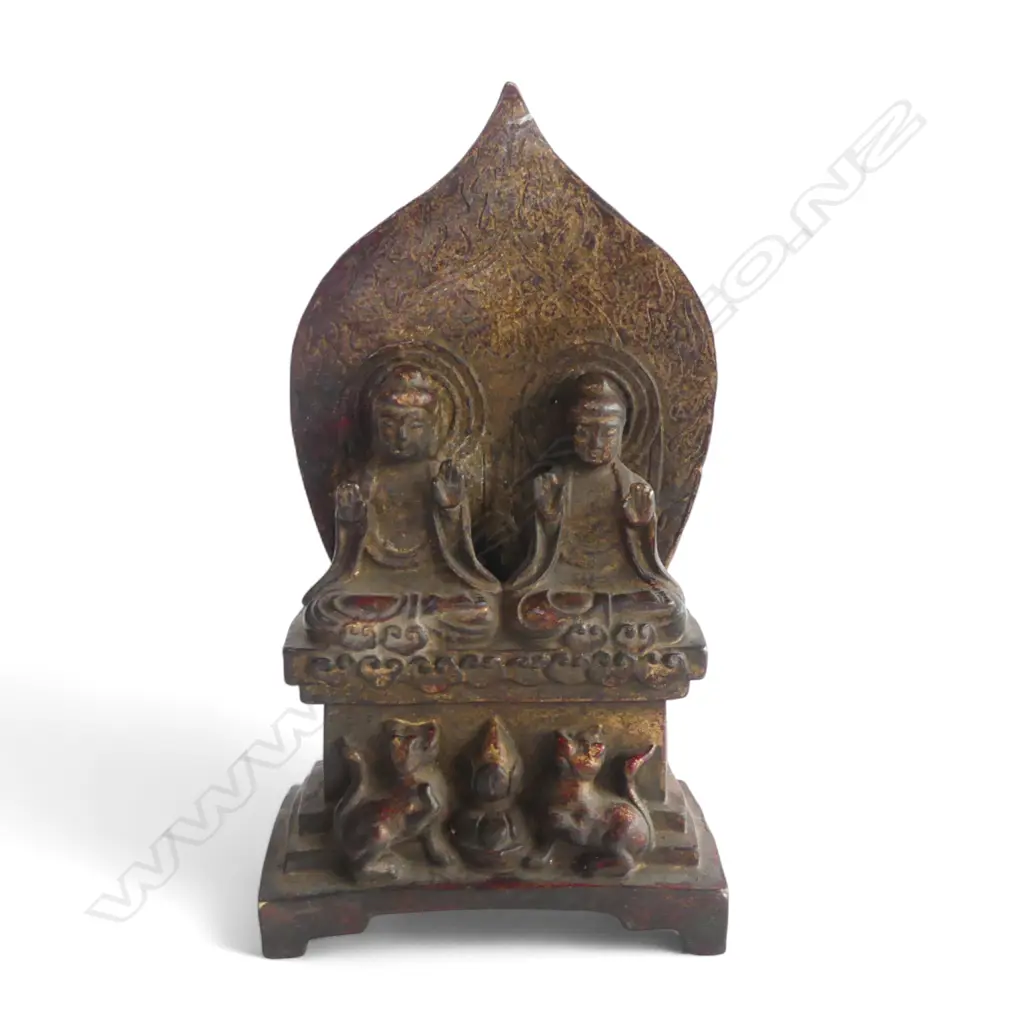 ORIENTAL BRONZE; DOUBLE BUDDHA H.215mm Image 1++