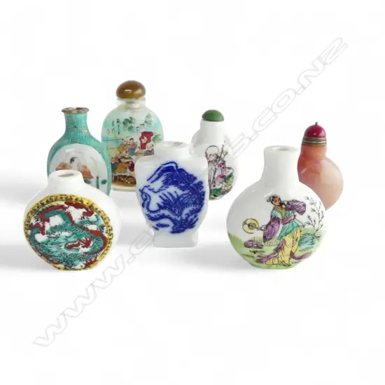 7 ORIENTAL SNUFF BOTTLES H.85mm