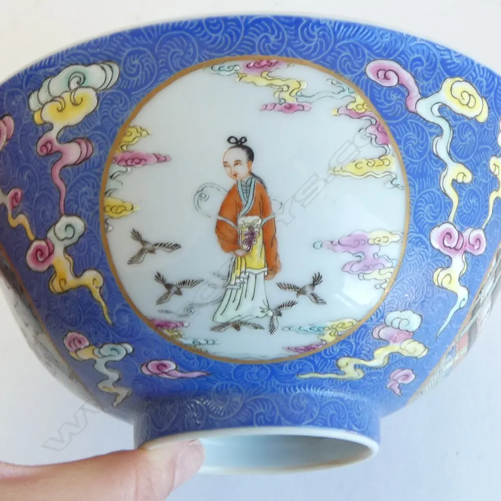 6 ORIENTAL BOWLS, HAIRLINES 150mm dia Image 1++