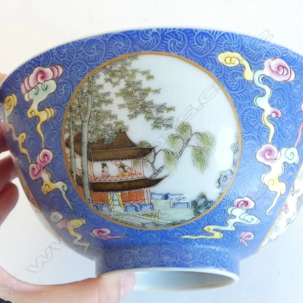 6 ORIENTAL BOWLS, HAIRLINES 150mm dia Image 1++