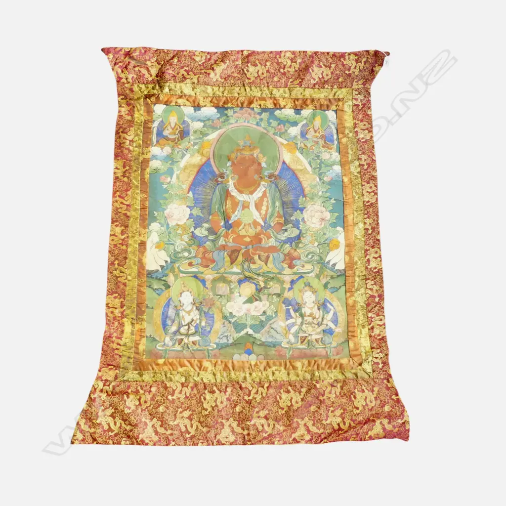 HAND PAINTED TIBETAN AMITIYUS BUDDHA THANGKA 1170x800mm Image 1++