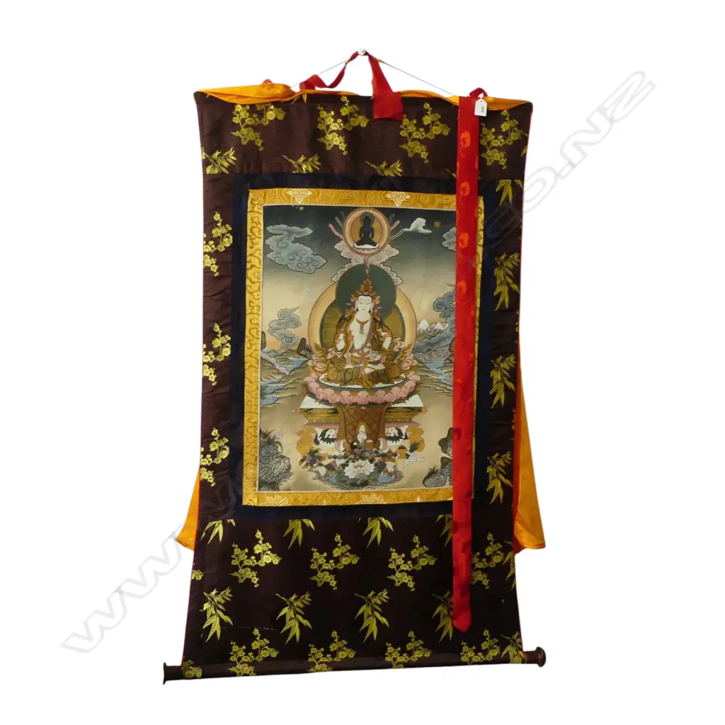 HAND PAINTED TIBETAN VAJRASATTVA BUDDHA THANGKA 1270x700mm Image 1++