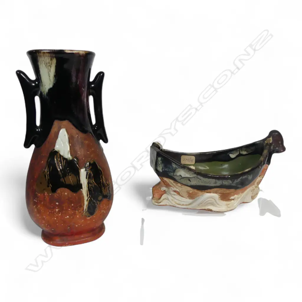 SUMIDA GAWA VASE H245MM & BOAT VASE L190MM Image 1++
