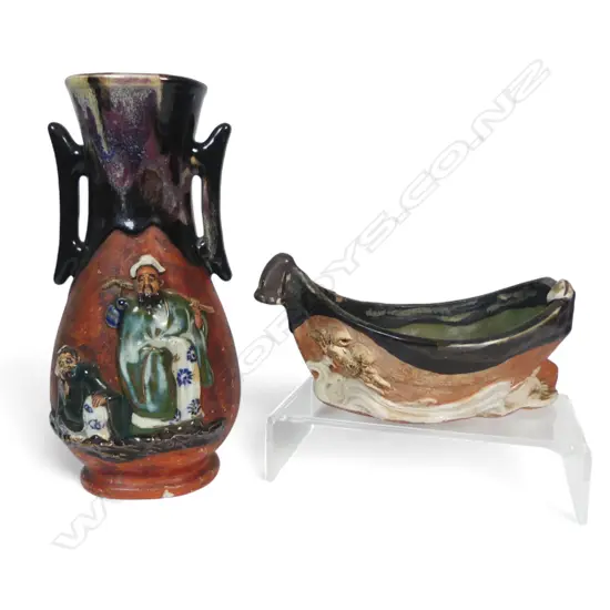 SUMIDA GAWA VASE H245MM & BOAT VASE L190MM