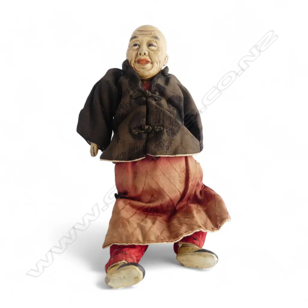 ANTIQUE CHINESE CHARACTER FIGURE H.270mm with gesso head, hands & feet Image 1++