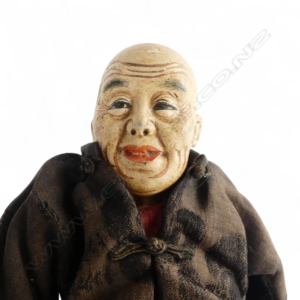 ANTIQUE CHINESE CHARACTER FIGURE H.270mm with gesso head, hands & feet Image 1++