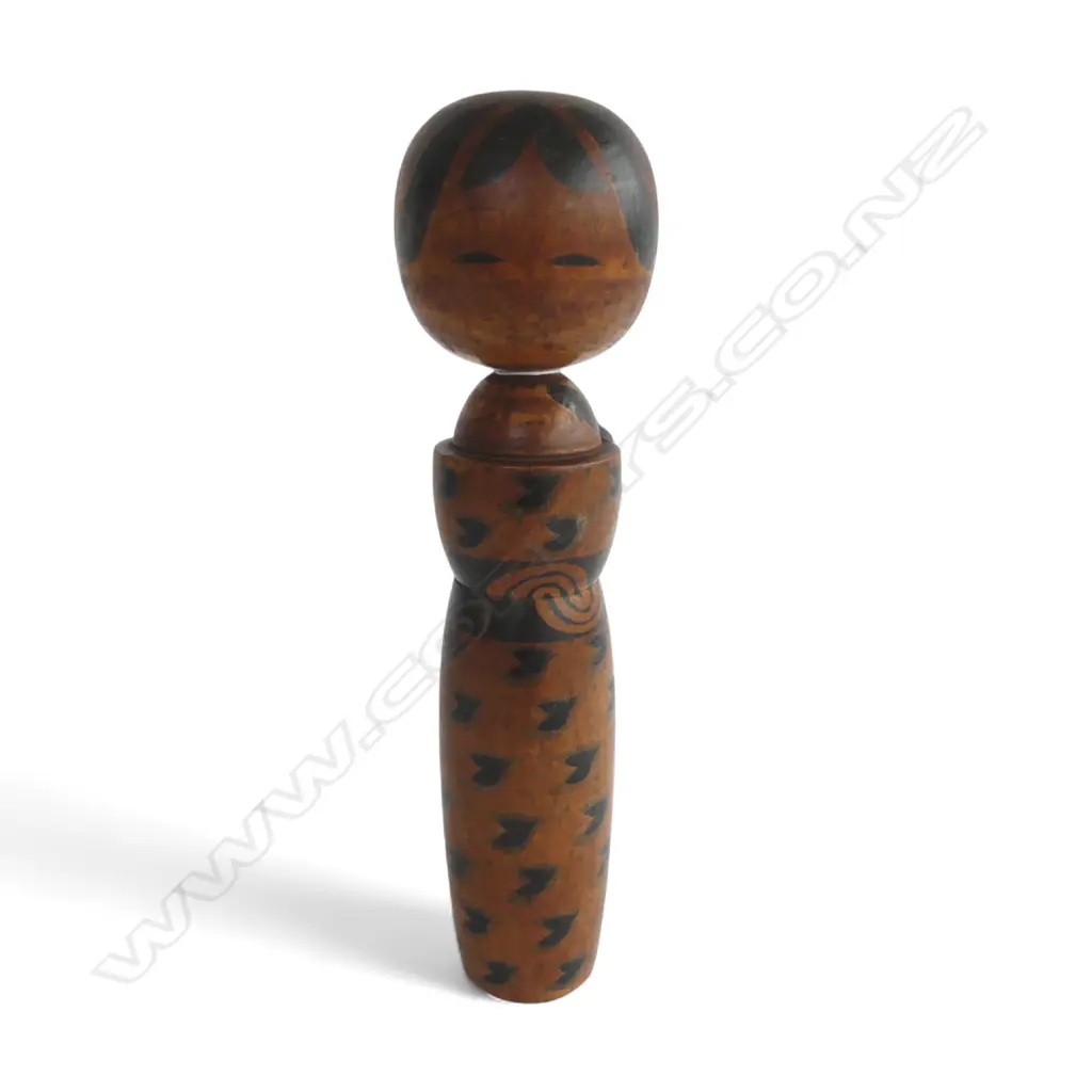 VINTAGE KOKESHI DOLL, UNUSUAL DECORATION, SIGNED to BASE, H.300mm Image 1++