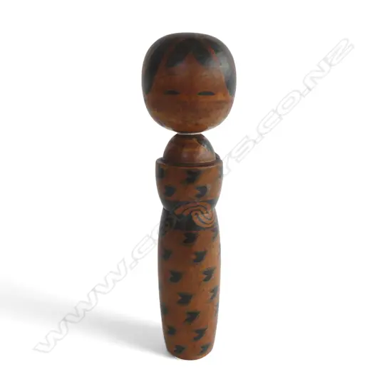VINTAGE KOKESHI DOLL, UNUSUAL DECORATION, SIGNED to BASE, H.300mm